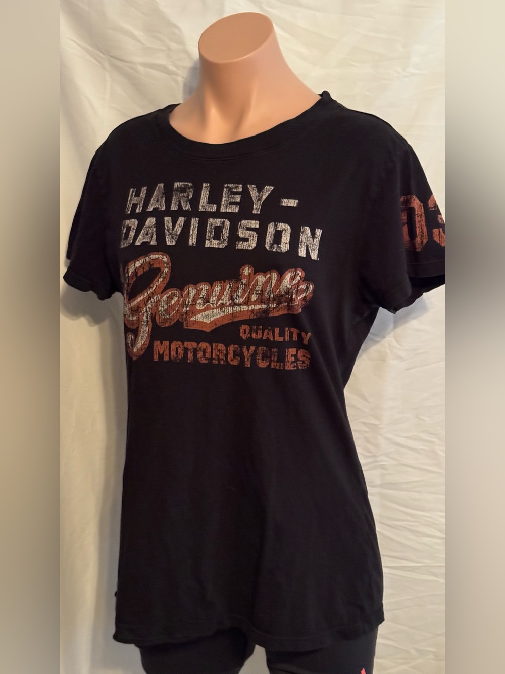 Harley-Davidson Black Tee with Orange and White Shield Logo